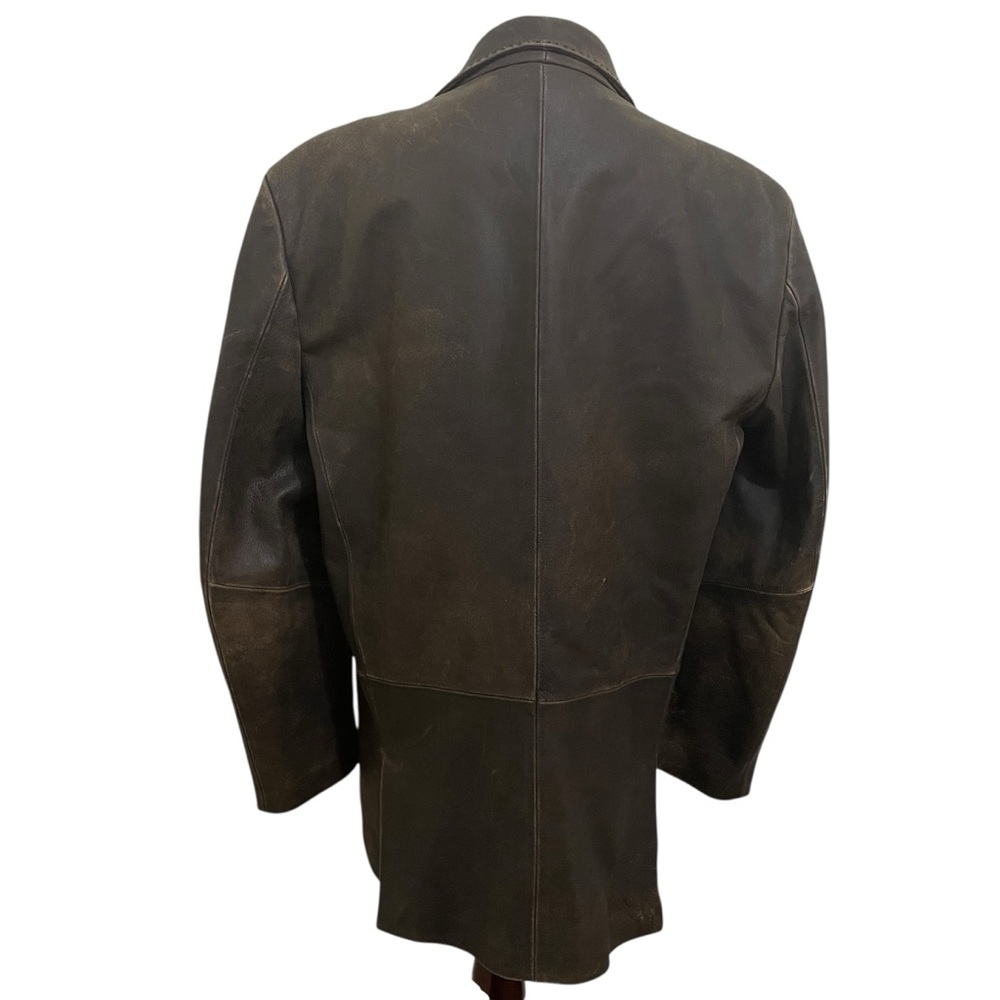 J. Ferrar Vintage Brown Leather Jacket Men's M Rugged Distressed Blazer Retro - Picture 4 of 8
